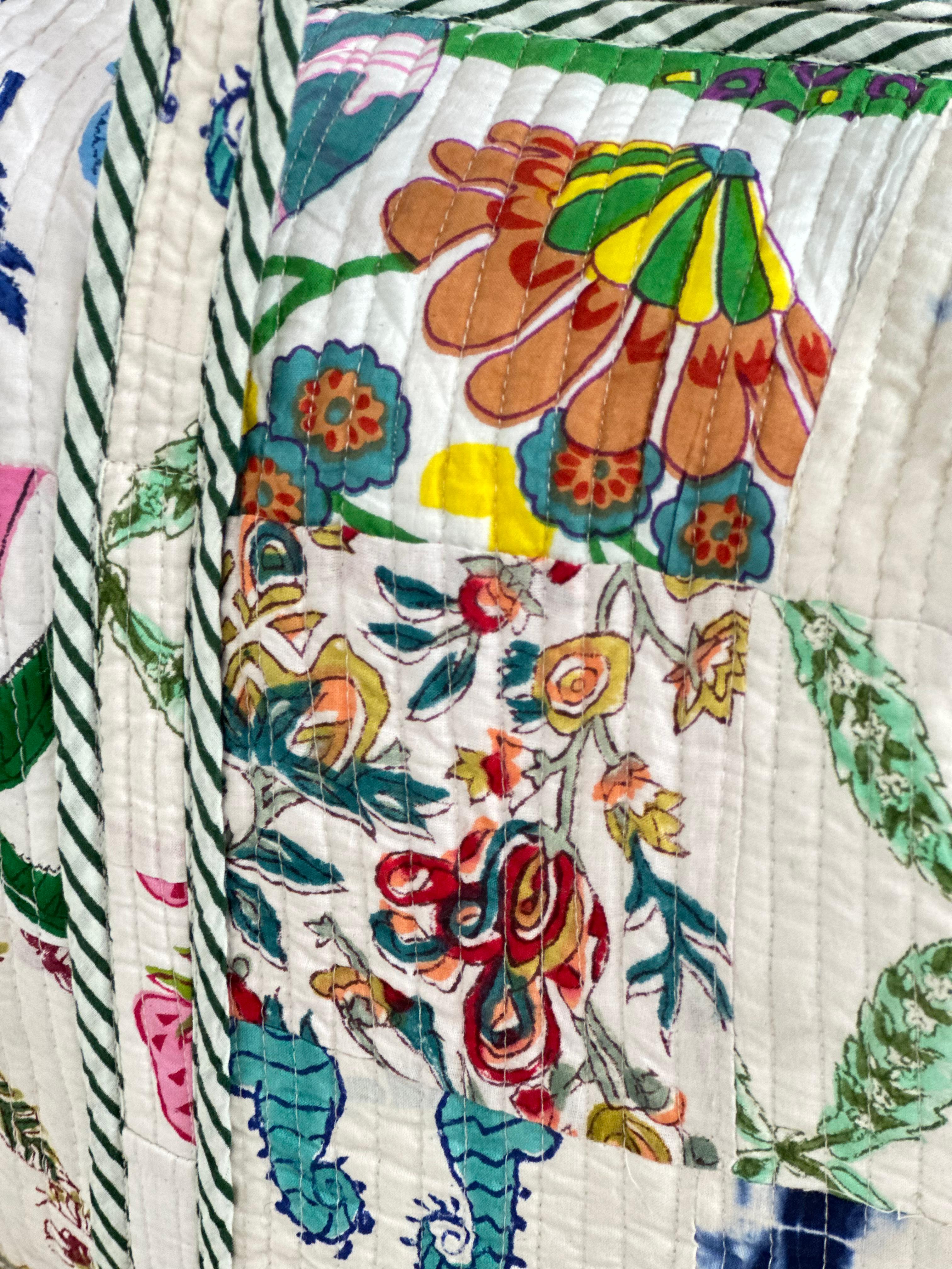 Handcrafted Block Print Duffel Bag – Floral Patchwork Design