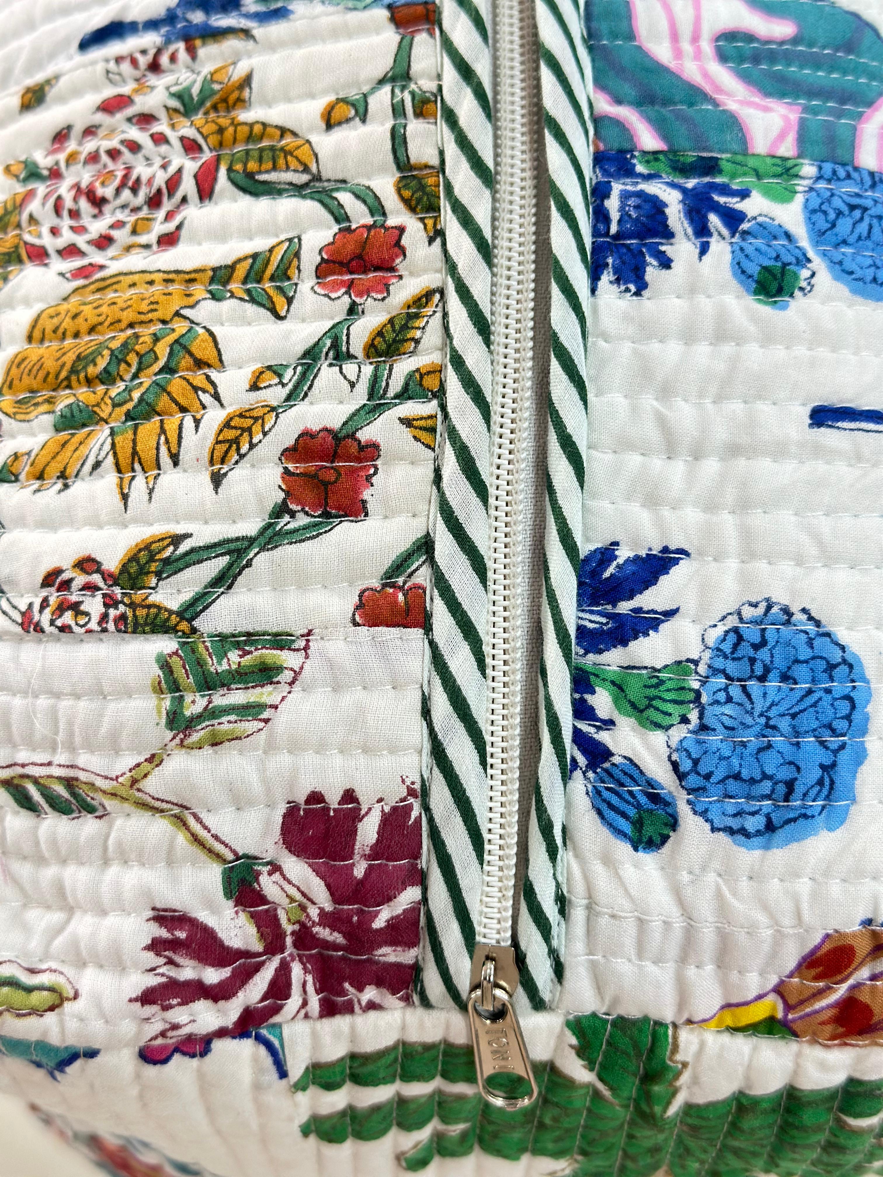 Handcrafted Block Print Duffel Bag – Floral Patchwork Design