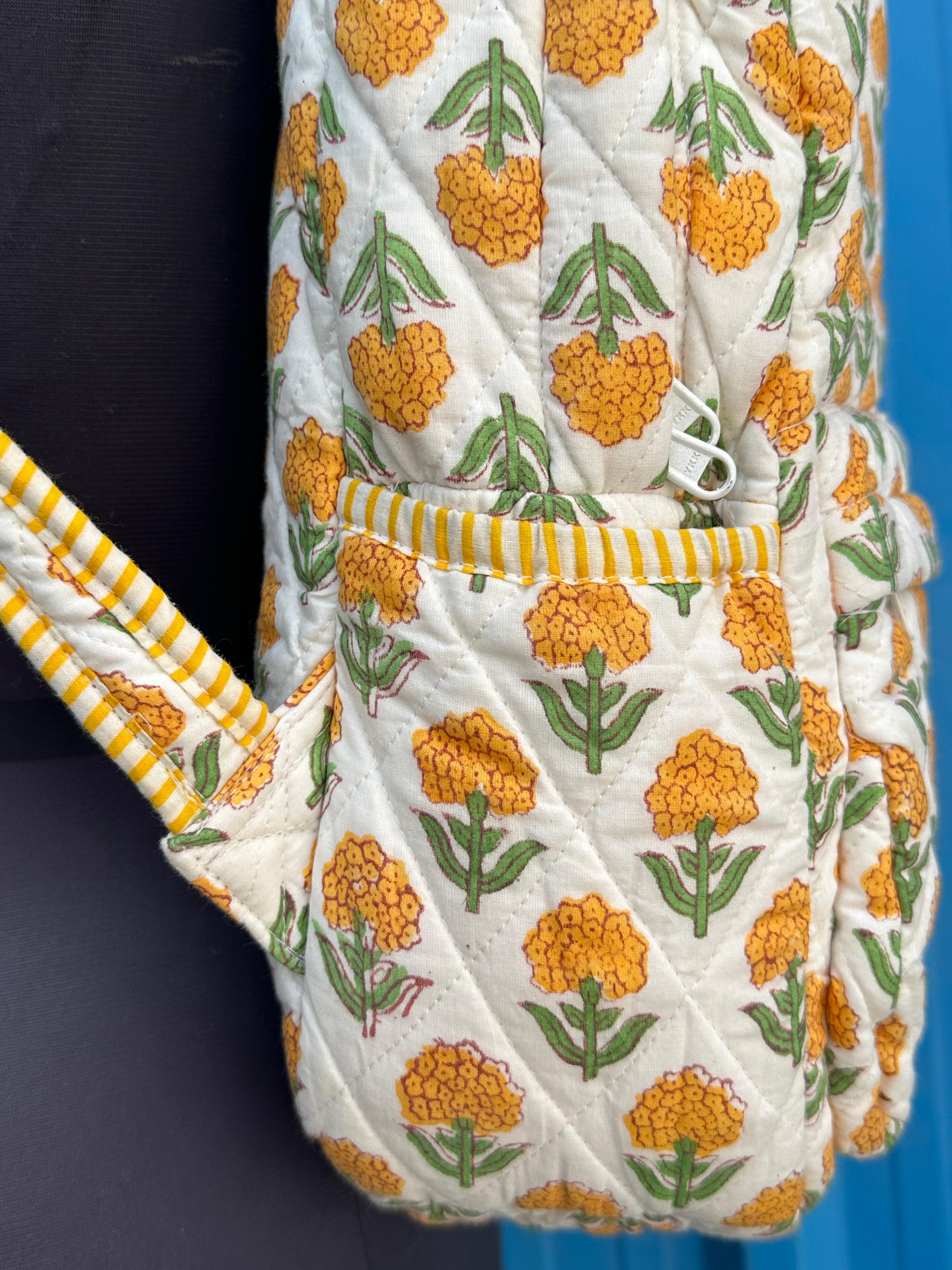 Handcrafted Block Print Backpack – Marigold Bloom Design